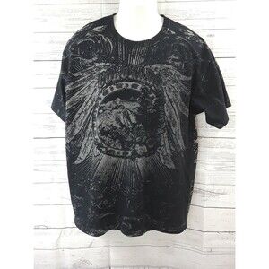 Biker Trash Colorado Graphic T shirt Black Footprints Feathers Mountain XL